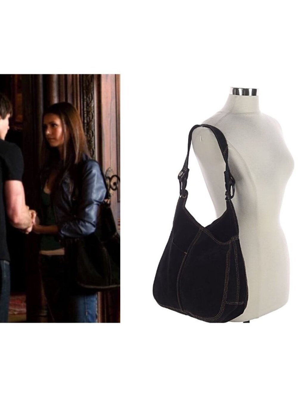 ASO ELENA GILBERT THE VAMPIRE DIARIES TVD Iconic Suede Hobo Bag Purse EUC RARE